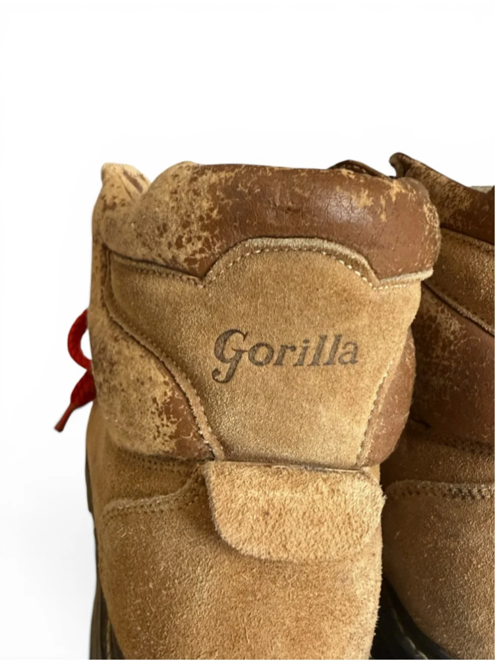Vintage 70s Gorilla Men’s Suede Leather Hiking Boots Brown Red Laces Sz 10 USA